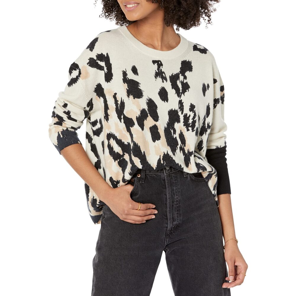 LABEL Intarsia Sweater Beige/Black Mix SM